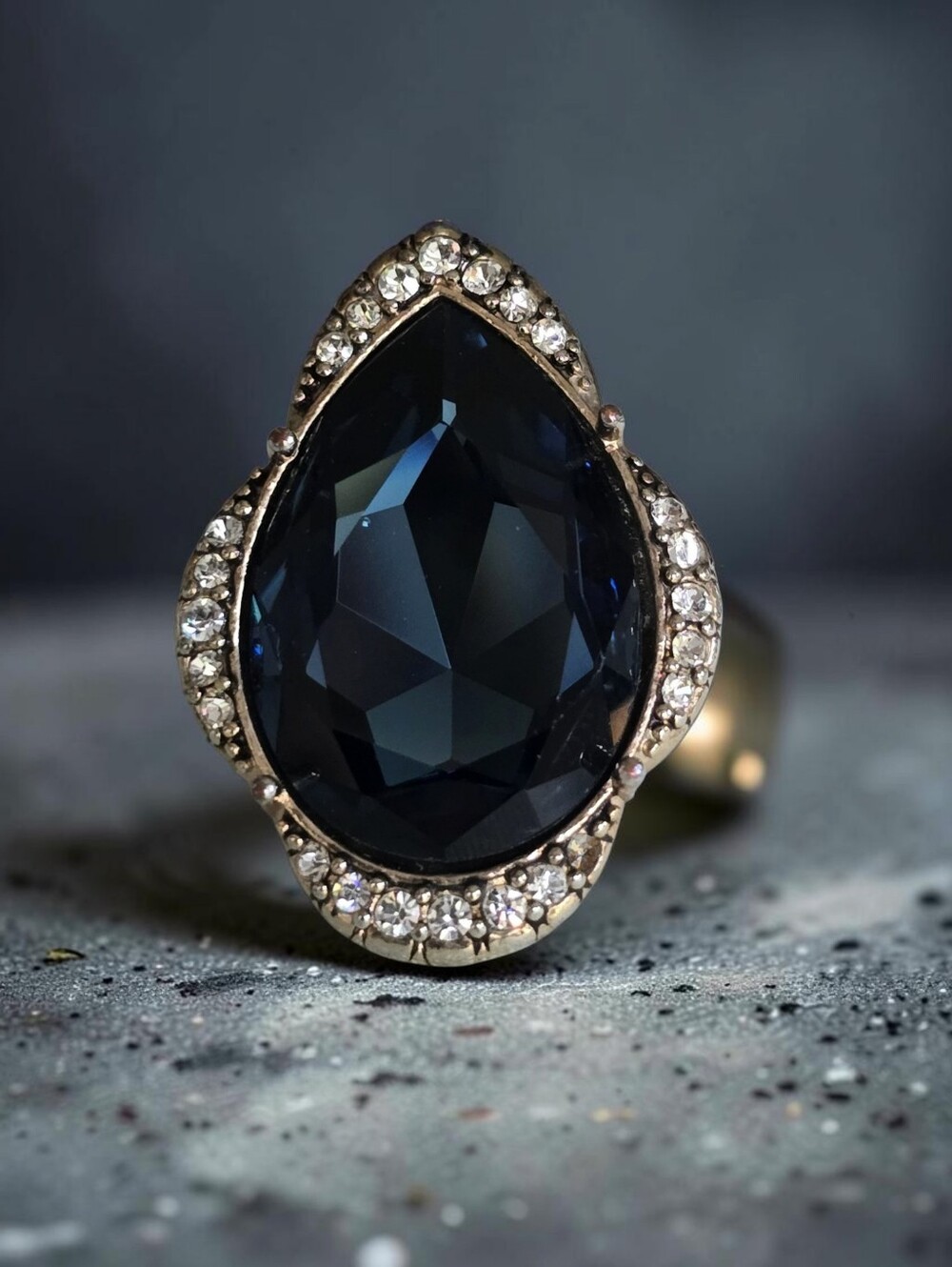 Vintage Teardrop Statement Cocktail Ring - Adj Size